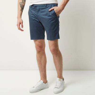 Blue tailored fit bermuda shorts